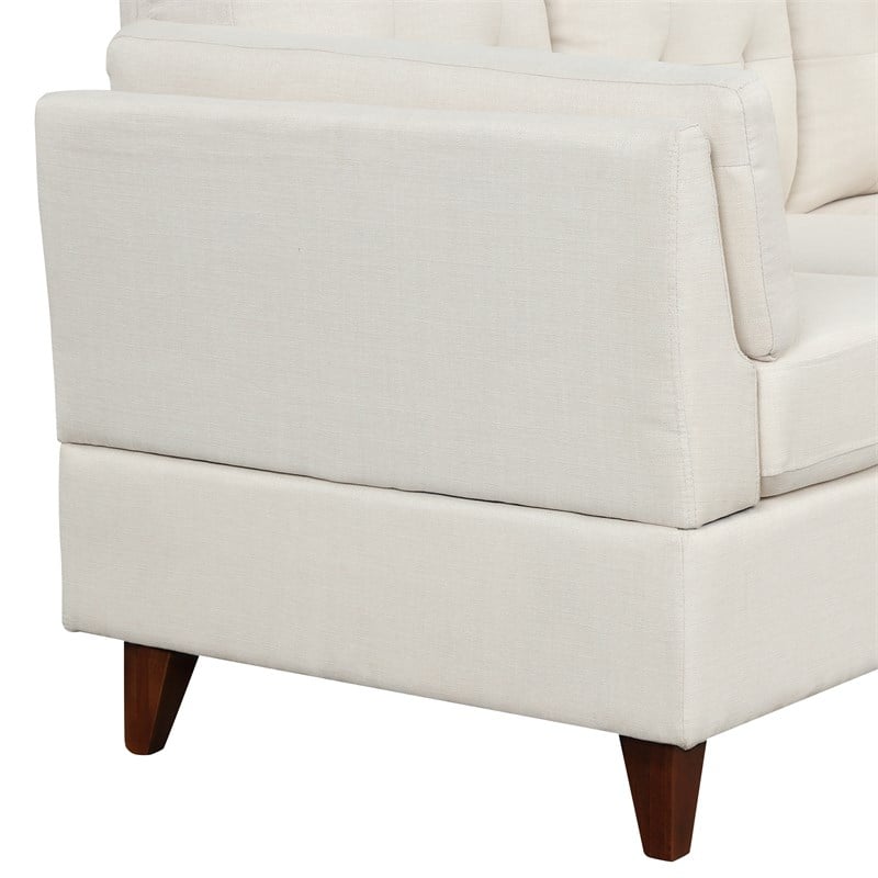 CRO Decor Modern Linen Fabric L-Shaped Sofa (Beige)