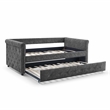 CRO Decor Gray Upholstered Tufted Sofa Bed With Rollers
