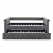 CRO Decor Gray Upholstered Tufted Sofa Bed With Rollers