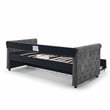 CRO Decor Gray Upholstered Tufted Sofa Bed With Rollers
