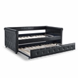 CRO Decor  Black Upholstered Tufted Sofa Bed With Rollers