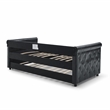 CRO Decor  Black Upholstered Tufted Sofa Bed With Rollers