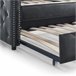 CRO Decor  Black Upholstered Tufted Sofa Bed With Rollers
