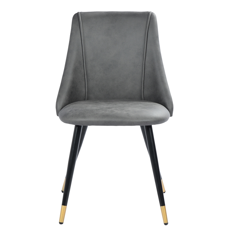 CRO Decor Gray Side Chair Faux Leather Dining Chair (2-piece set)