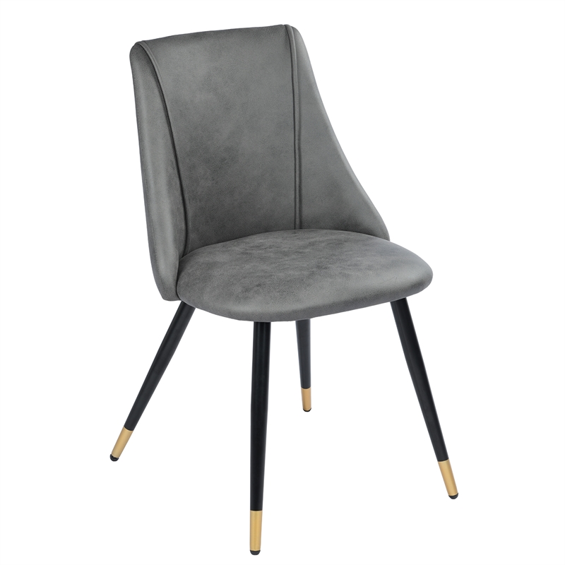 CRO Decor Gray Side Chair Faux Leather Dining Chair (2-piece set)