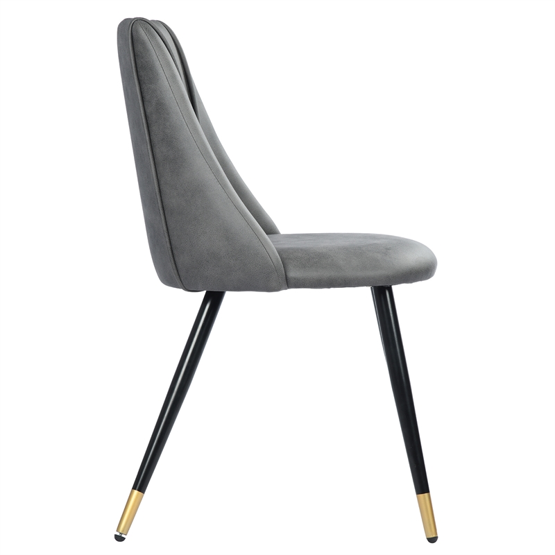 CRO Decor Gray Side Chair Faux Leather Dining Chair (2-piece set)