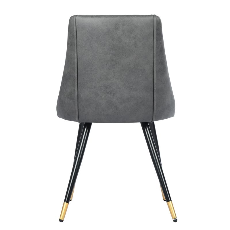 CRO Decor Gray Side Chair Faux Leather Dining Chair (2-piece set)
