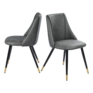 CRO Decor Gray Side Chair Faux Leather Dining Chair (2-piece set)