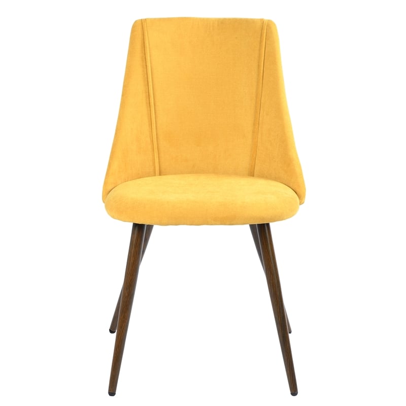 CRO Decor Yellow Flannel Cover Upholstered Dining Chairs (Set of 2)