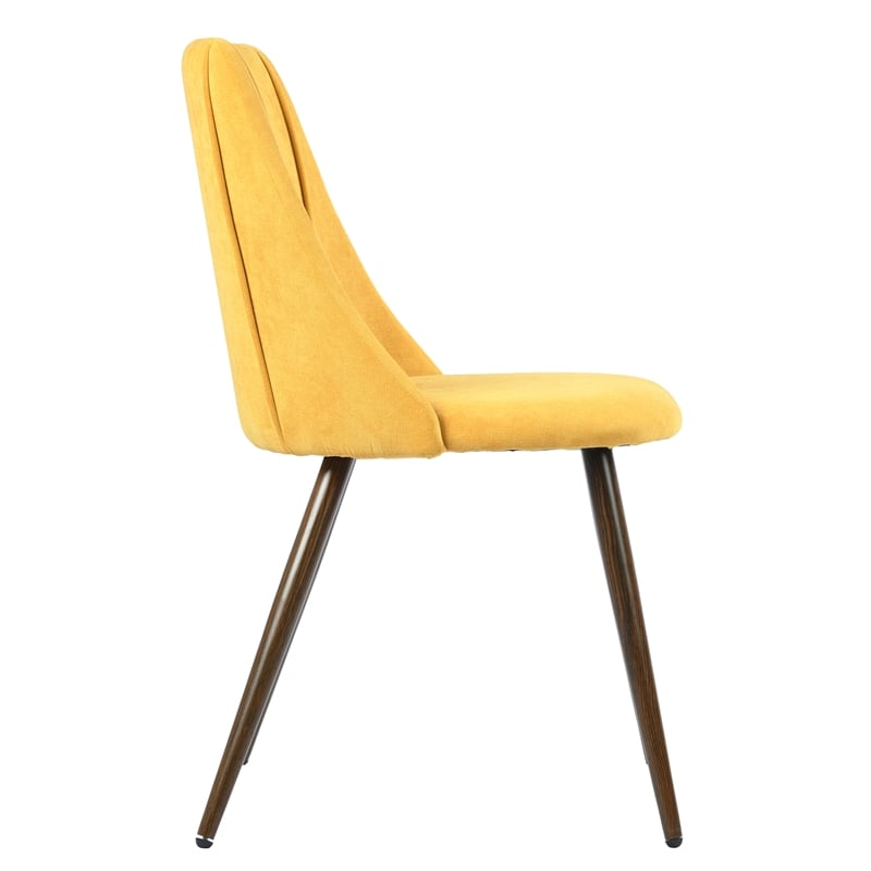 CRO Decor Yellow Flannel Cover Upholstered Dining Chairs (Set of 2)