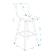 CRO Decor blue Upholstered Bar Stool with Backrest (Set of 2)