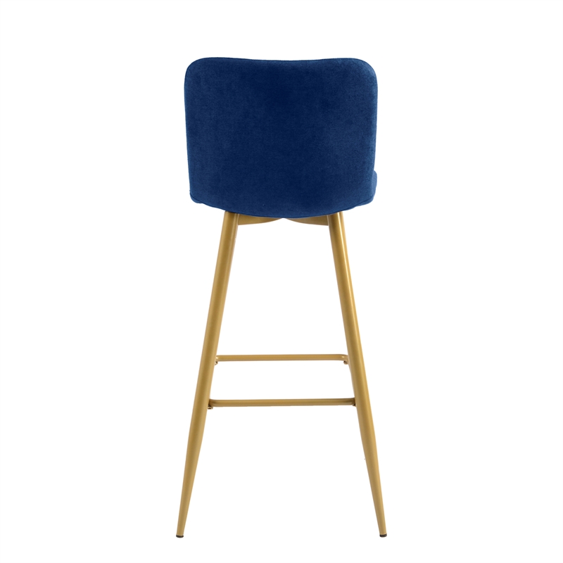 CRO Decor blue Upholstered Bar Stool with Backrest (Set of 2)