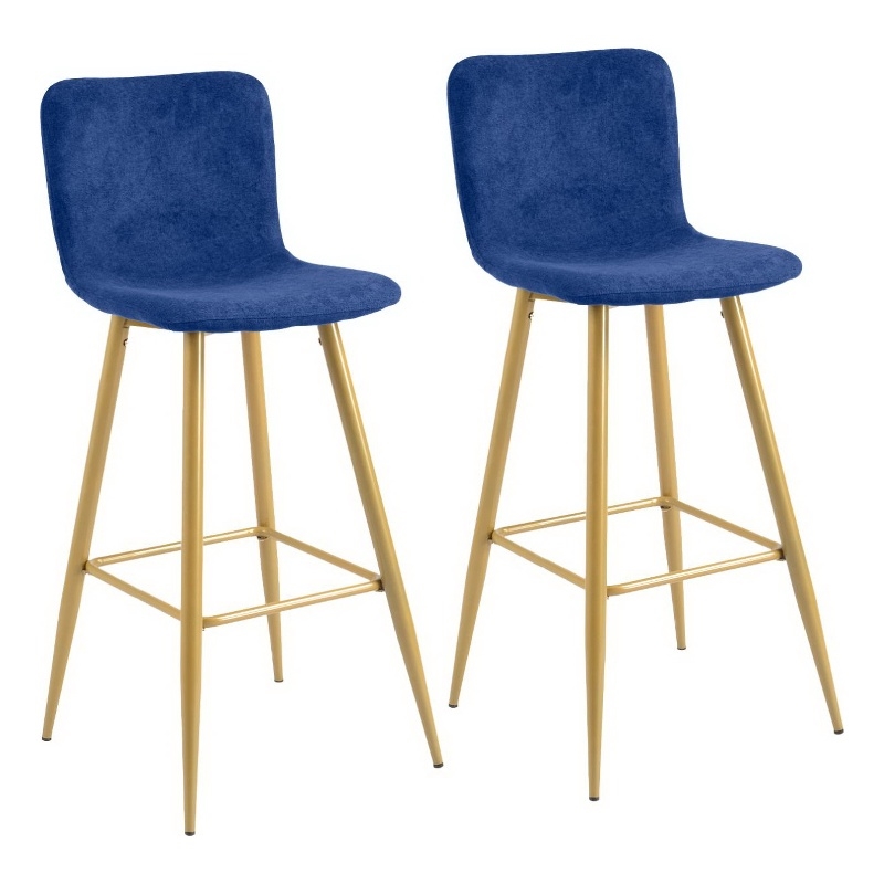 CRO Decor blue Upholstered Bar Stool with Backrest (Set of 2)