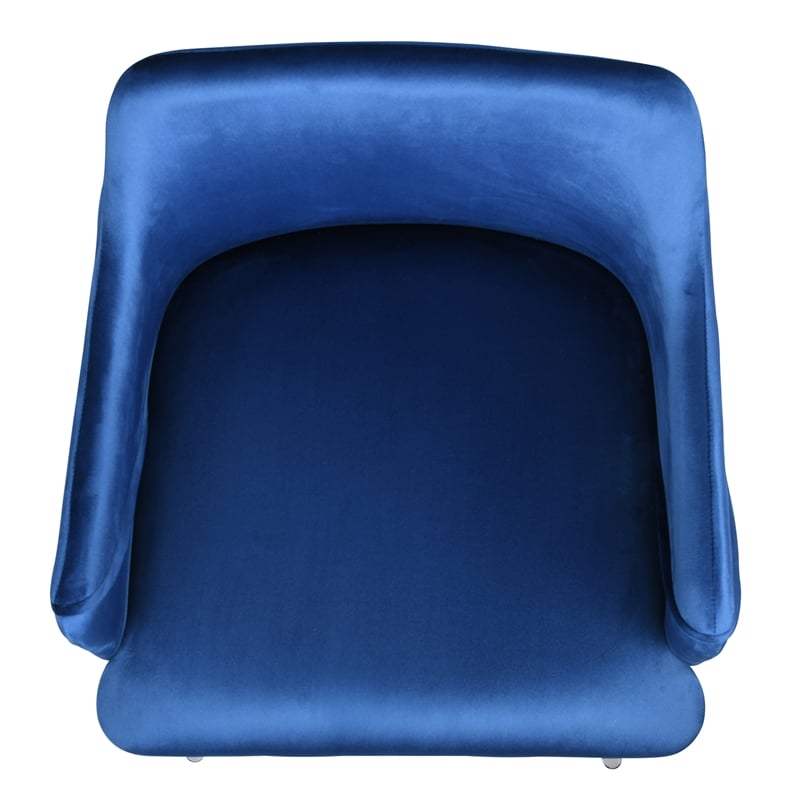 CRO Decor Blue Velvet Fabric Upholstered Side Armchair( Set of 2)