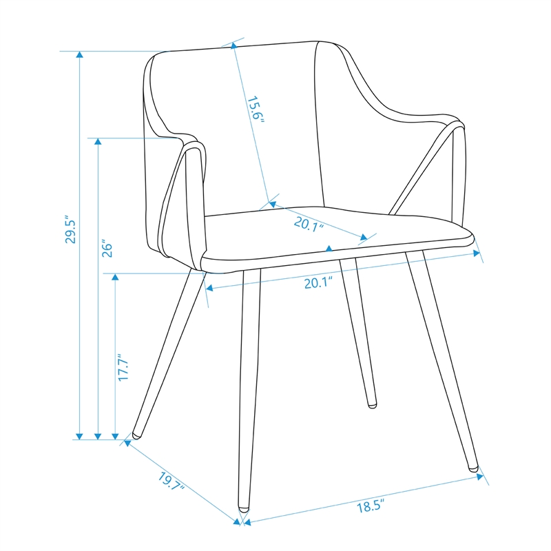 CRO Decor Blue Velvet Fabric Upholstered Side Armchair( Set of 2)
