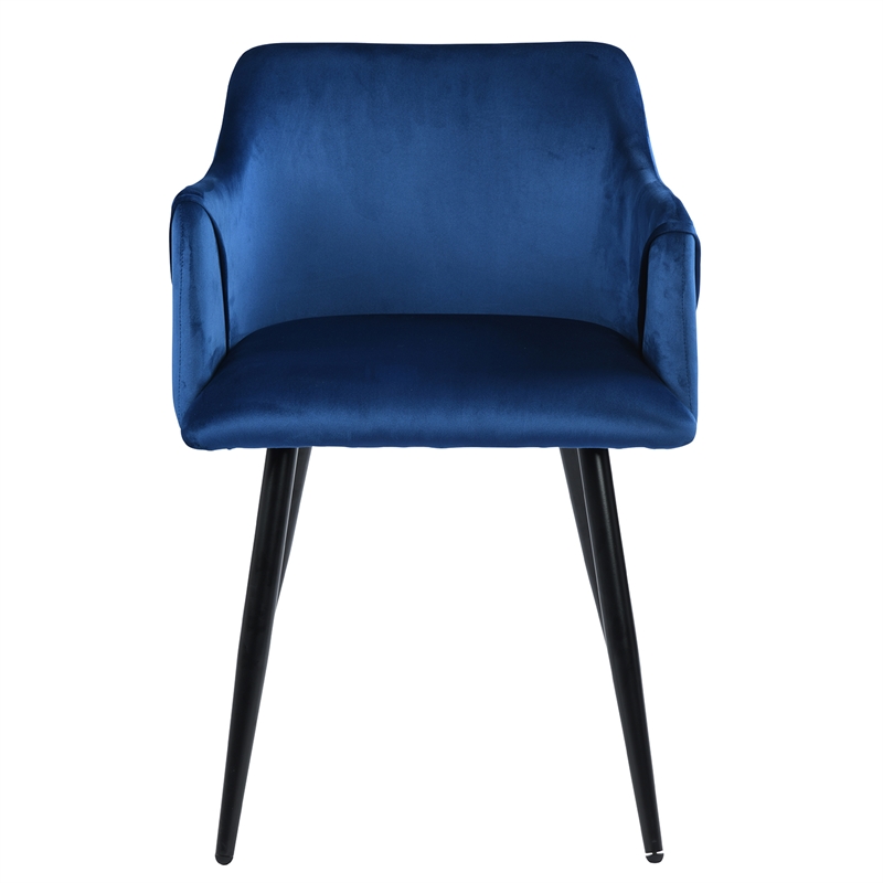 CRO Decor Blue Velvet Fabric Upholstered Side Armchair( Set of 2)