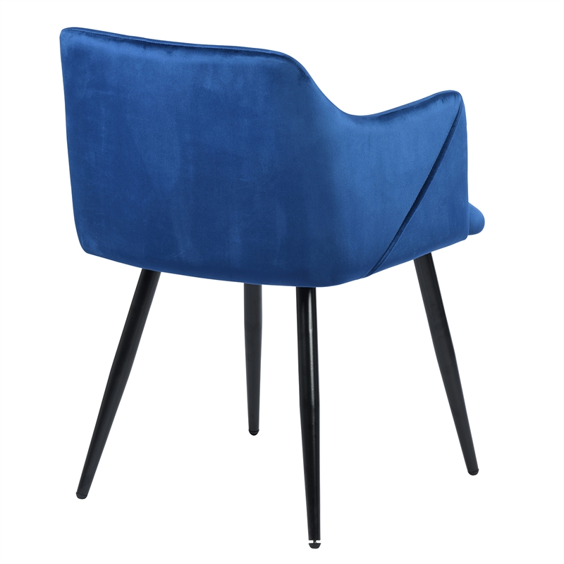 CRO Decor Blue Velvet Fabric Upholstered Side Armchair( Set of 2)