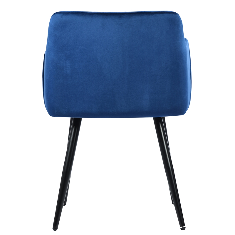 CRO Decor Blue Velvet Fabric Upholstered Side Armchair( Set of 2)