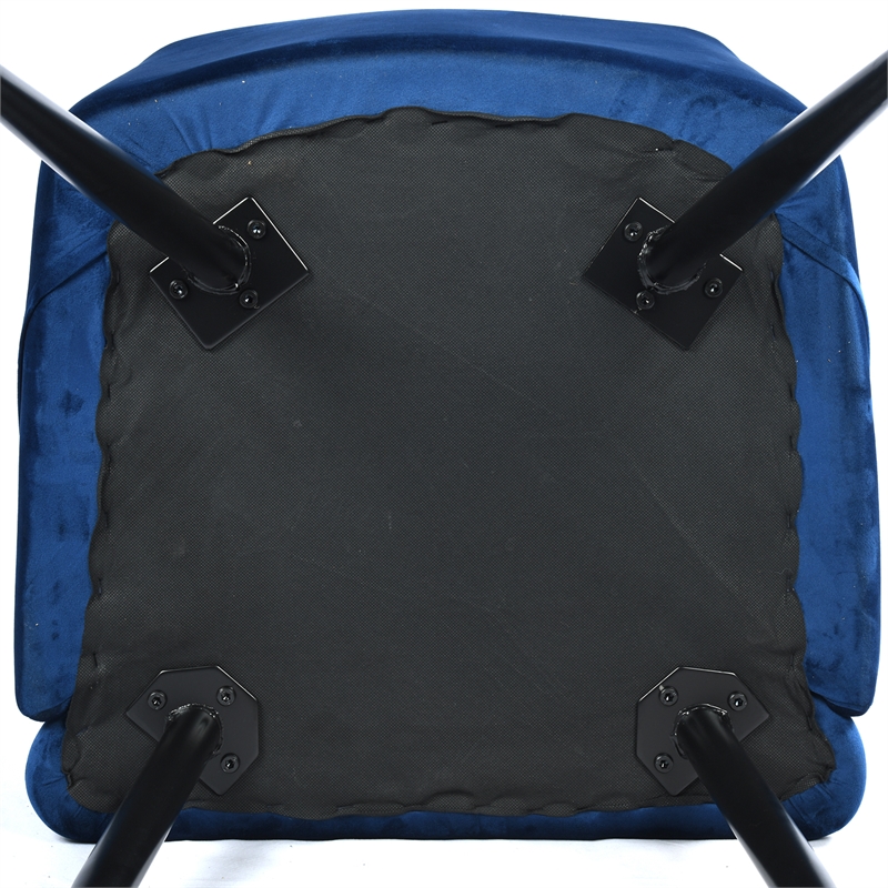 CRO Decor Blue Velvet Fabric Upholstered Side Armchair( Set of 2)