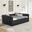 CRO Decor Black Armrest Button Tufted Sofa Bed Frame