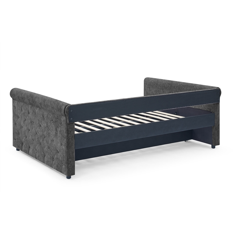 CRO decorative gray armrest button tufted sofa bed frame