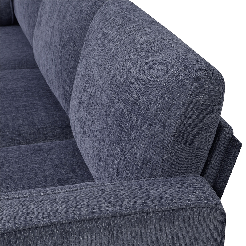 CRO Decor 86-inch modern chenille fabric L-shaped 3-seater sofa (blue + gray)