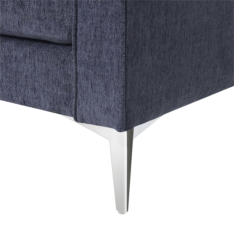 CRO Decor 86-inch modern chenille fabric L-shaped 3-seater sofa (blue + gray)