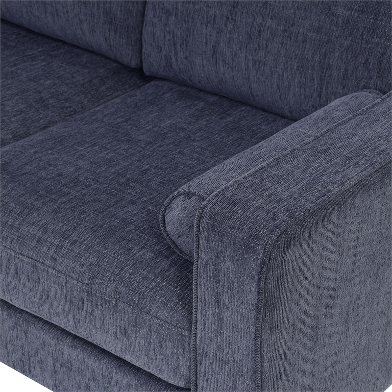 CRO Decor 86-inch modern chenille fabric L-shaped 3-seater sofa (blue + gray)
