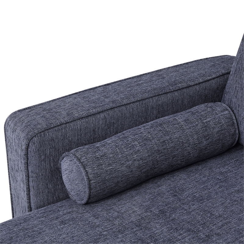 CRO Decor 86-inch modern chenille fabric L-shaped 3-seater sofa (blue + gray)