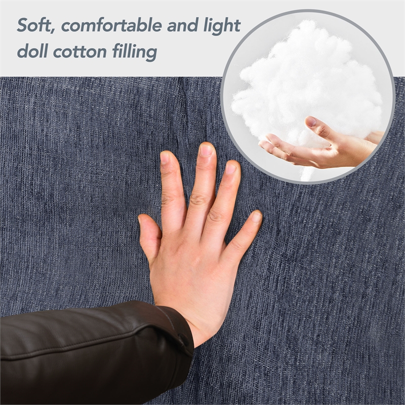 CRO Decor 86-inch modern chenille fabric L-shaped 3-seater sofa (blue + gray)