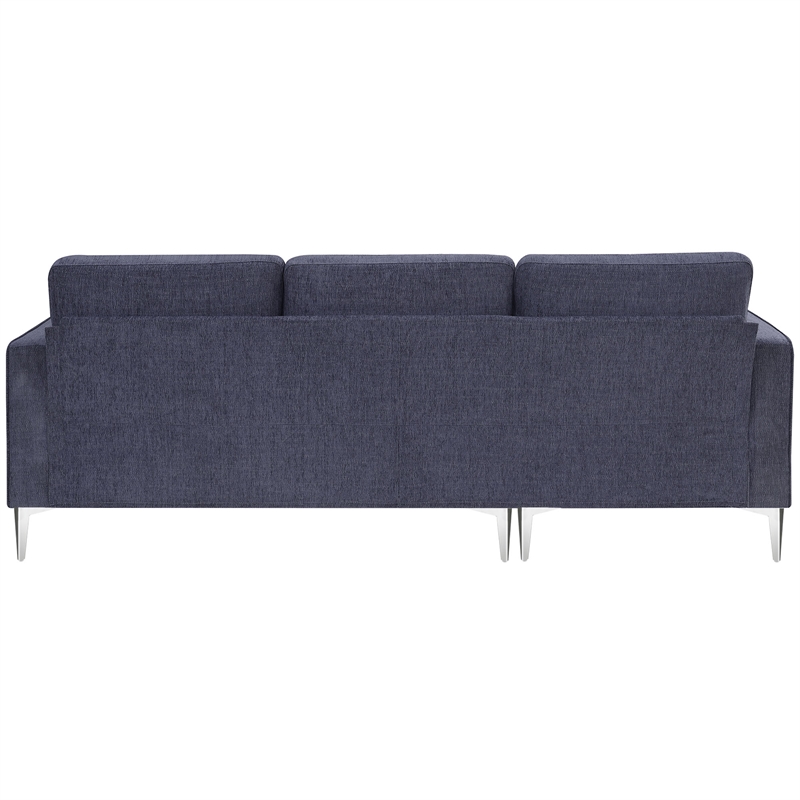 CRO Decor 86-inch modern chenille fabric L-shaped 3-seater sofa (blue + gray)