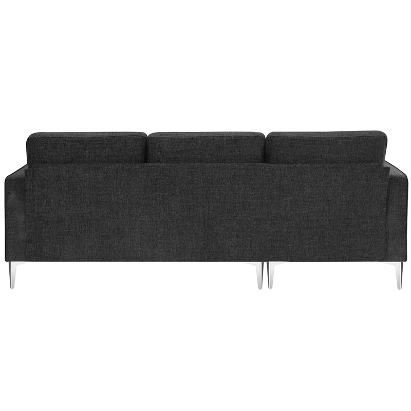 CRO Decor 86-inch modern chenille fabric L-shaped 3-seater sofa(DARK GREY)