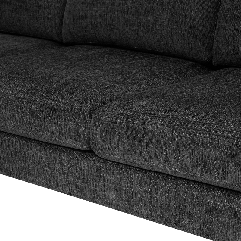 CRO Decor 86-inch modern chenille fabric L-shaped 3-seater sofa(DARK GREY)