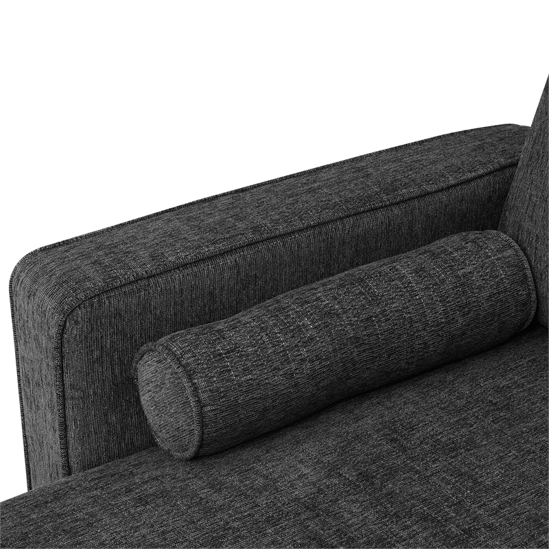 CRO Decor 86-inch modern chenille fabric L-shaped 3-seater sofa(DARK GREY)