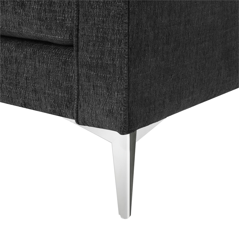 CRO Decor 86-inch modern chenille fabric L-shaped 3-seater sofa(DARK GREY)