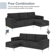 CRO Decor 86-inch modern chenille fabric L-shaped 3-seater sofa(DARK GREY)