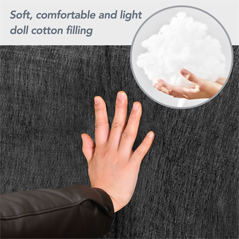 CRO Decor 86-inch modern chenille fabric L-shaped 3-seater sofa(DARK GREY)