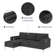 CRO Decor 86-inch modern chenille fabric L-shaped 3-seater sofa(DARK GREY)