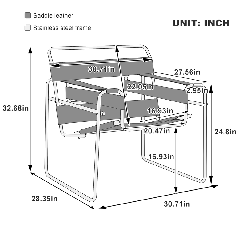 CRO Decor Brown recycled LeatherSteel Frame Armchair (Saddle Leather)