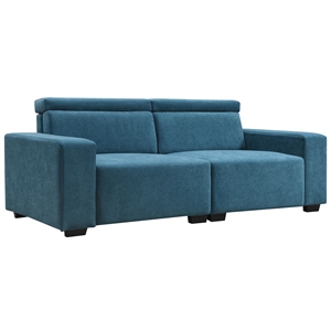 CRO Decor Velvet Adjustable Headrest Double Sofa (Light Blue)
