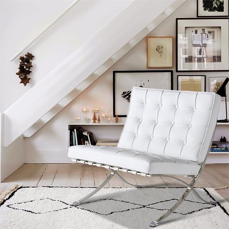 CRO decorative lounge chair 2-piece set, 1 chair and 1 footstool. (White)