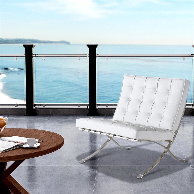 CRO decorative lounge chair 2-piece set, 1 chair and 1 footstool. (White)