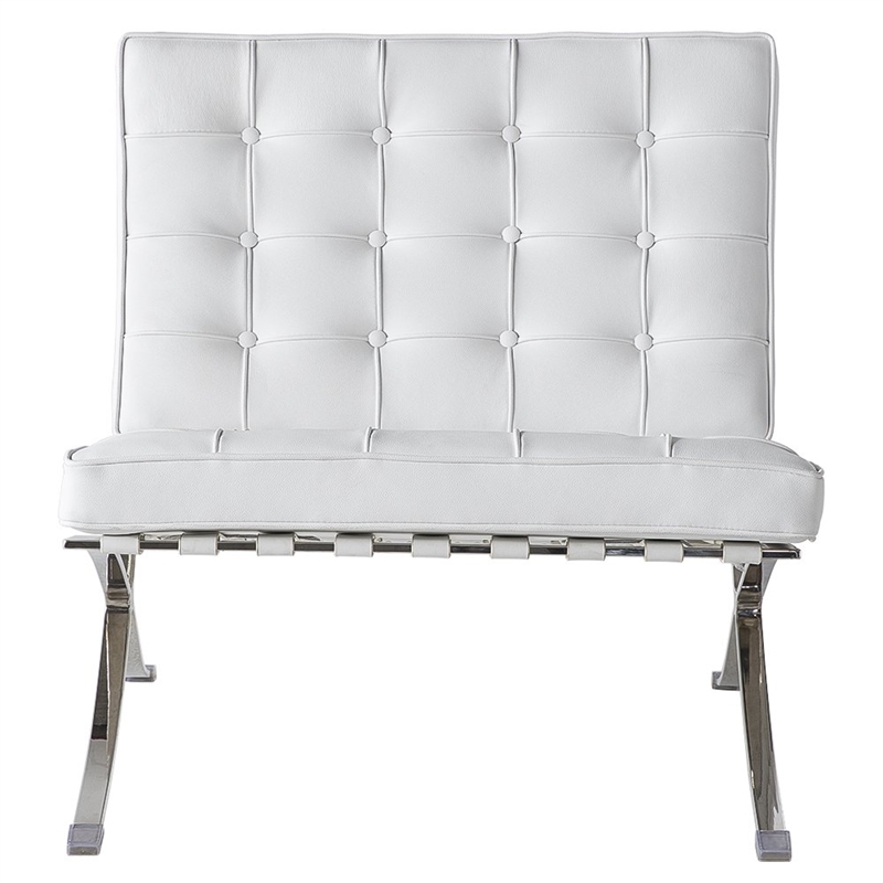 CRO decorative lounge chair 2-piece set, 1 chair and 1 footstool. (White)