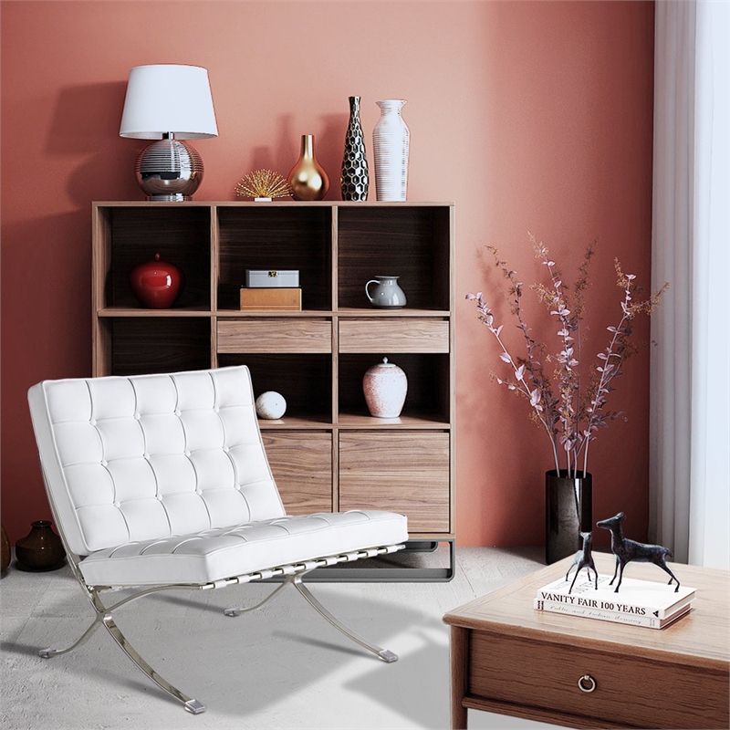 CRO decorative lounge chair 2-piece set, 1 chair and 1 footstool. (White)