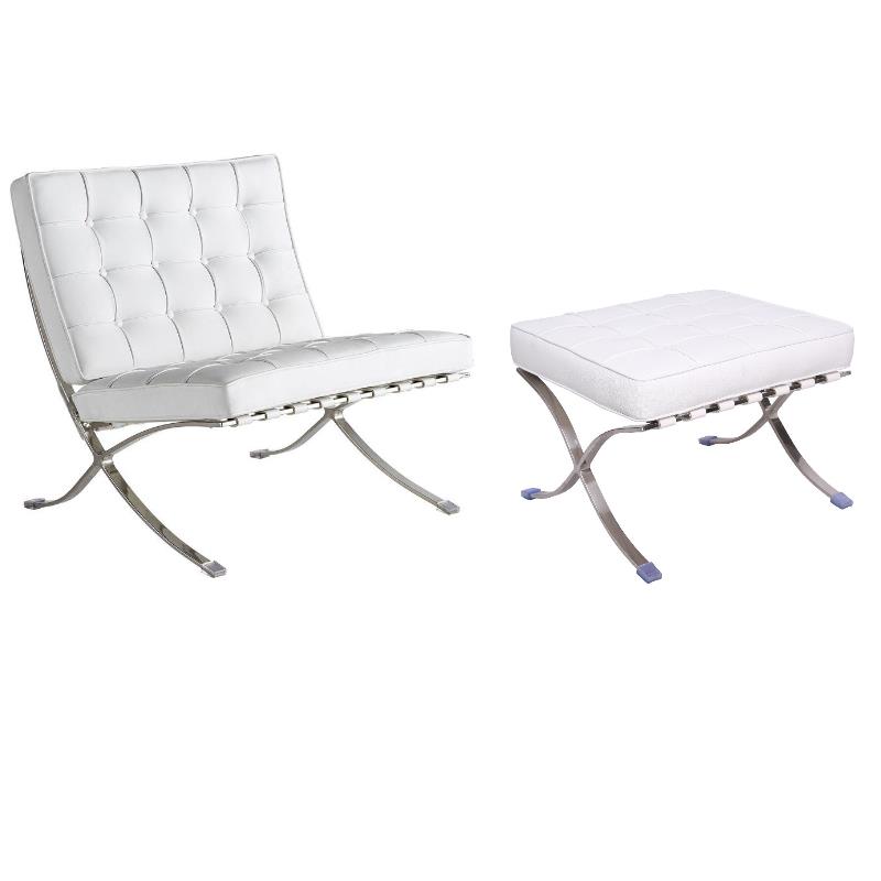 CRO decorative lounge chair 2-piece set, 1 chair and 1 footstool. (White)
