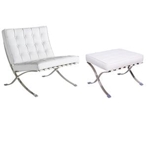 CRO decorative lounge chair 2-piece set, 1 chair and 1 footstool. (White)