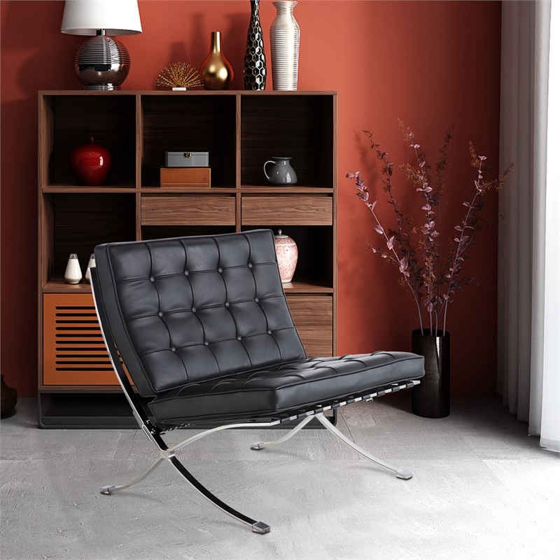 CRO decorative lounge chair 2-piece set, 1 chair and 1 footstool. (Black)