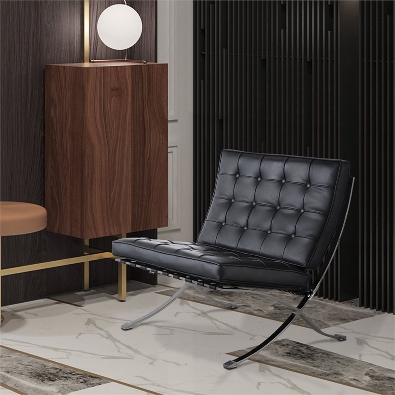 CRO decorative lounge chair 2-piece set, 1 chair and 1 footstool. (Black)