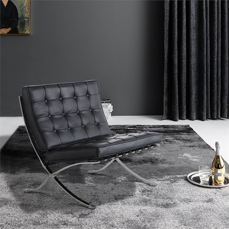 CRO decorative lounge chair 2-piece set, 1 chair and 1 footstool. (Black)