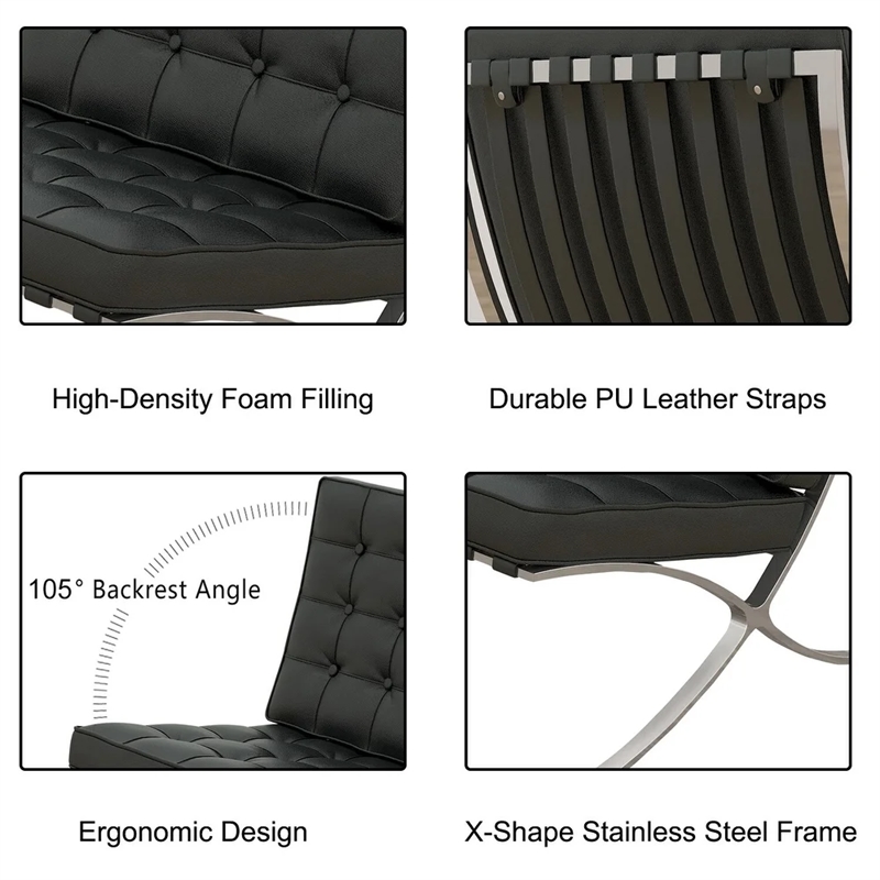 CRO decorative lounge chair 2-piece set, 1 chair and 1 footstool. (Black)